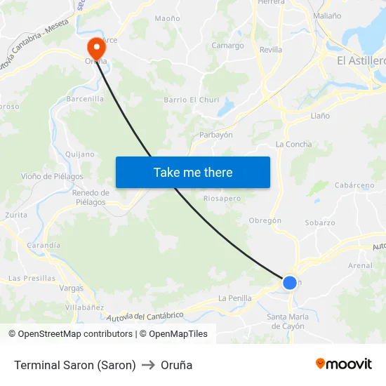 Terminal Saron (Saron) to Oruña map