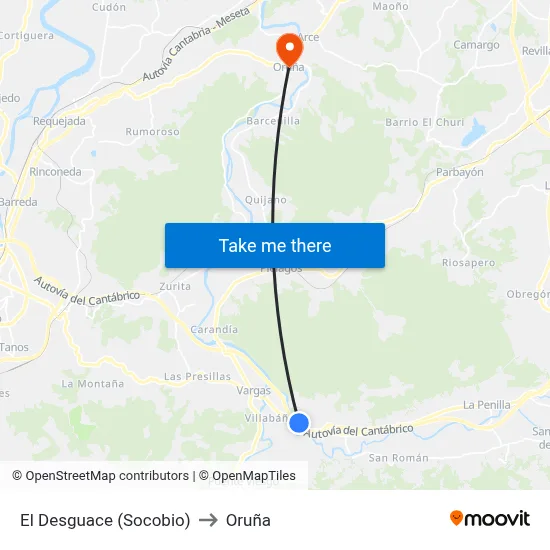 El Desguace (Socobio) to Oruña map