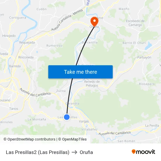 Las Presillas2 (Las Presillas) to Oruña map