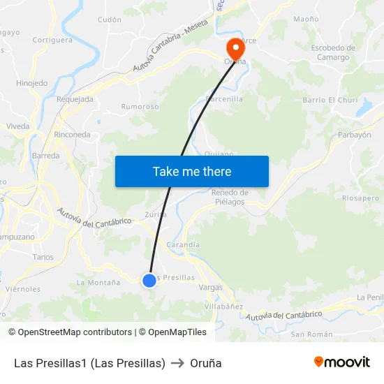 Las Presillas1 (Las Presillas) to Oruña map