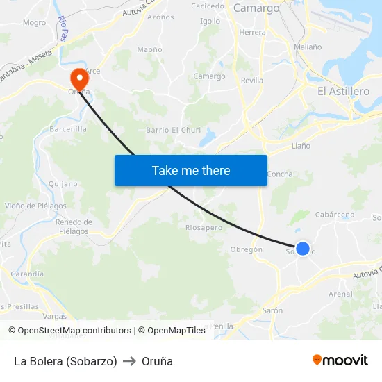 La Bolera (Sobarzo) to Oruña map