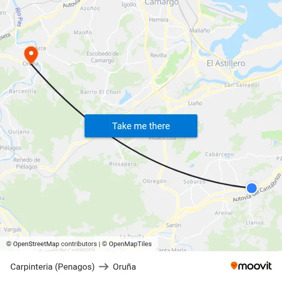 Carpinteria (Penagos) to Oruña map