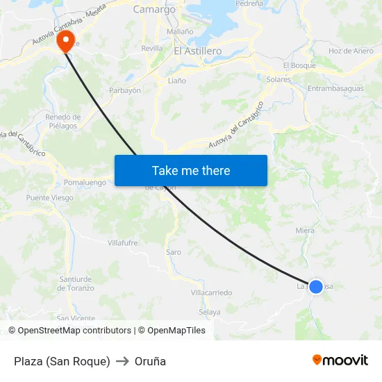 Plaza (San Roque) to Oruña map