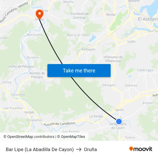 Bar Lipe (La Abadilla De Cayon) to Oruña map