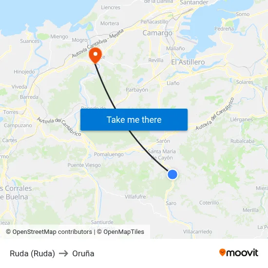 Ruda (Ruda) to Oruña map