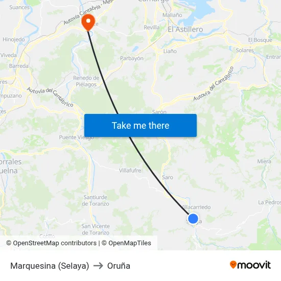 Marquesina (Selaya) to Oruña map