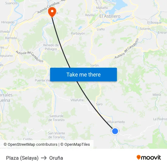 Plaza (Selaya) to Oruña map