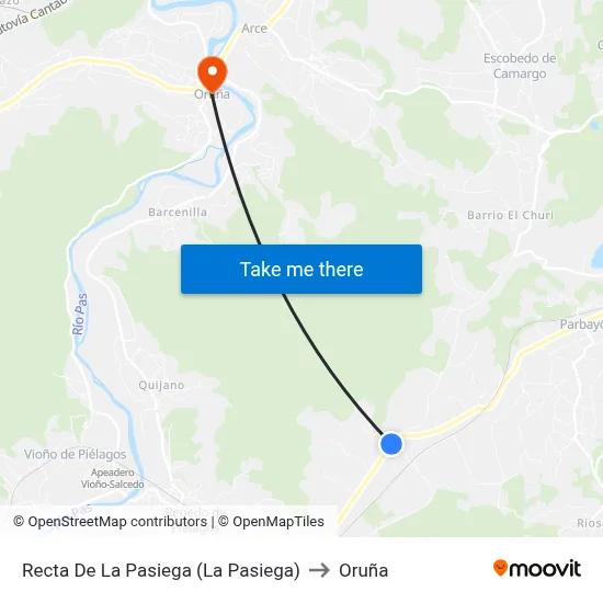 Recta De La Pasiega (La Pasiega) to Oruña map