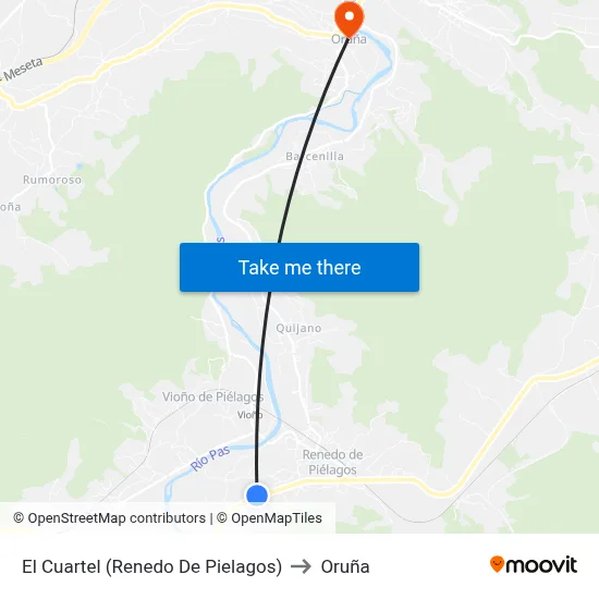El Cuartel (Renedo De Pielagos) to Oruña map
