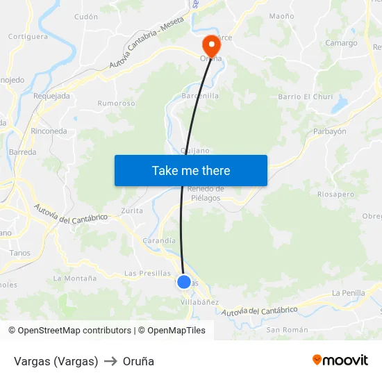 Vargas (Vargas) to Oruña map