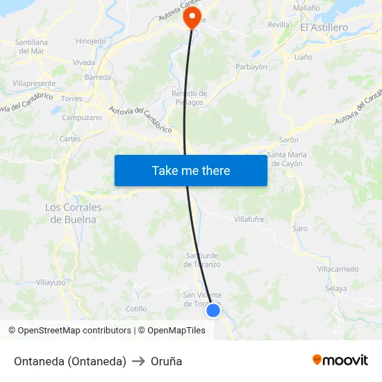 Ontaneda (Ontaneda) to Oruña map