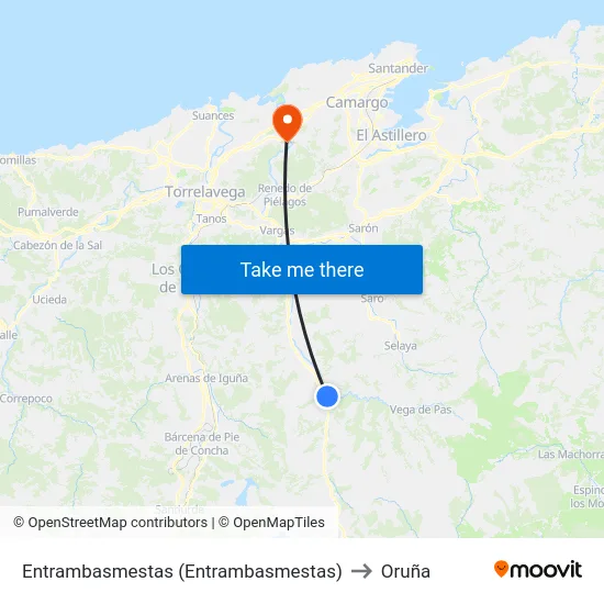 Entrambasmestas (Entrambasmestas) to Oruña map