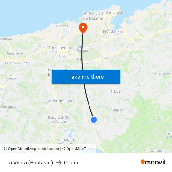La Venta (Bustasur) to Oruña map