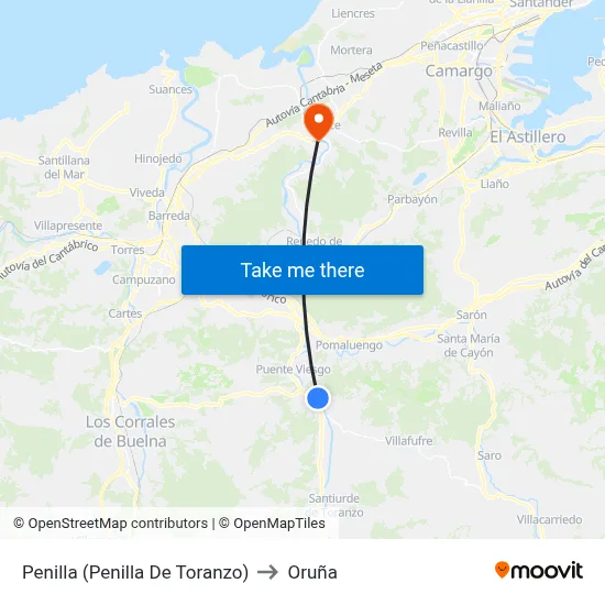 Penilla (Penilla De Toranzo) to Oruña map