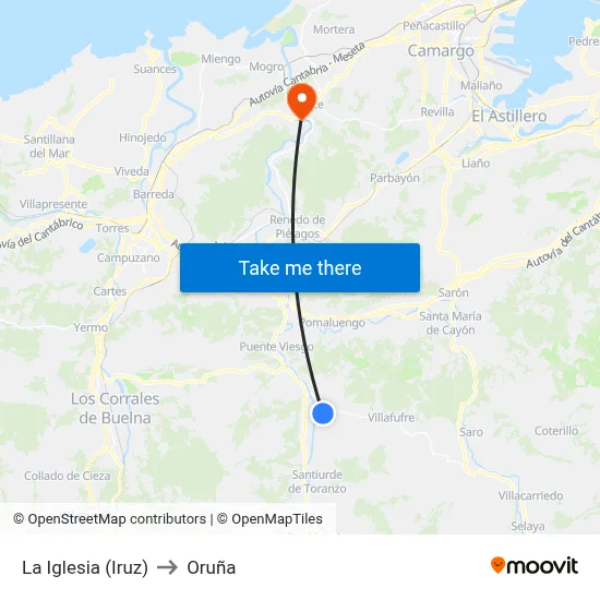 La Iglesia (Iruz) to Oruña map