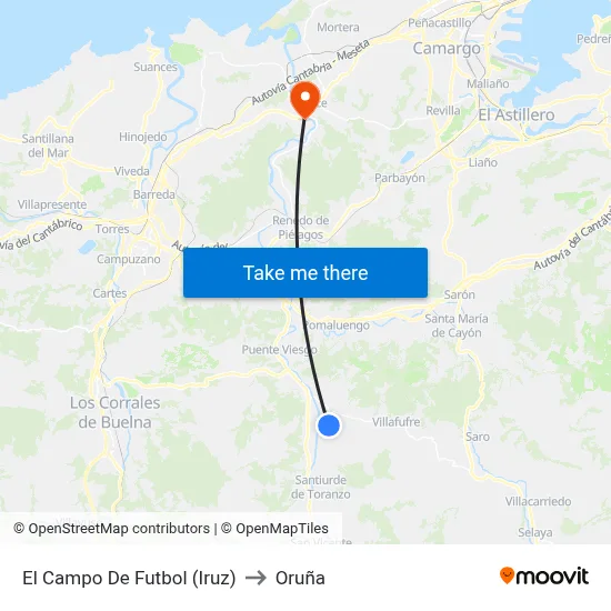 El Campo De Futbol (Iruz) to Oruña map