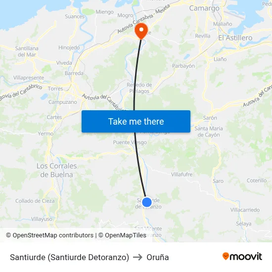 Santiurde (Santiurde Detoranzo) to Oruña map