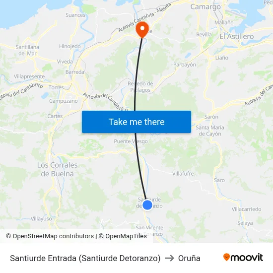 Santiurde Entrada (Santiurde Detoranzo) to Oruña map