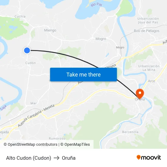 Alto Cudon (Cudon) to Oruña map