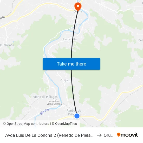 Avda Luis De La Concha 2 (Renedo De Pielagos) to Oruña map