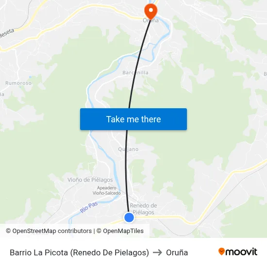 Barrio La Picota (Renedo De Pielagos) to Oruña map