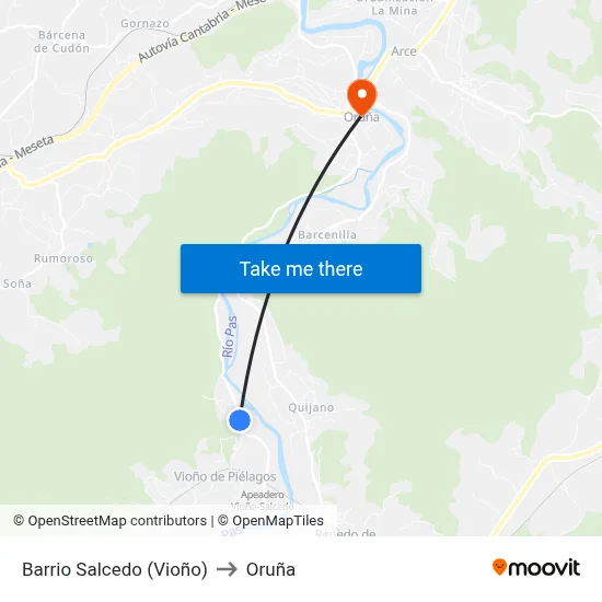 Barrio Salcedo (Vioño) to Oruña map