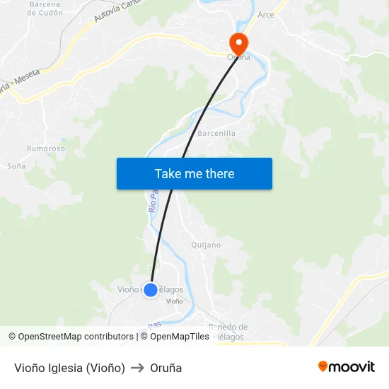 Vioño Iglesia (Vioño) to Oruña map