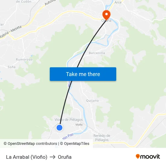 La Arrabal (Vioño) to Oruña map