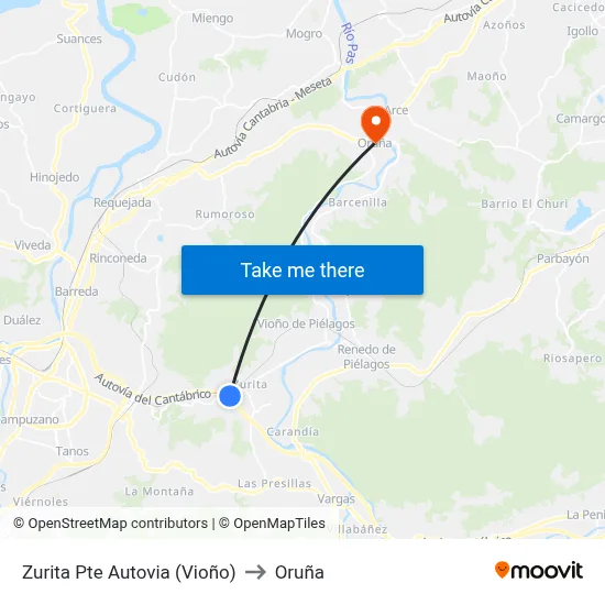 Zurita Pte Autovia (Vioño) to Oruña map