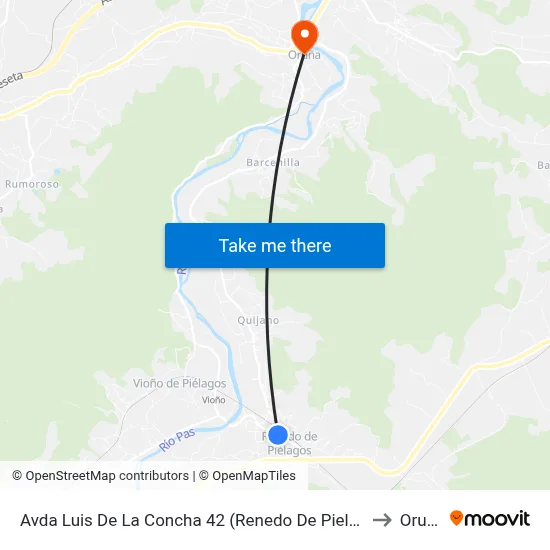 Avda Luis De La Concha 42 (Renedo De Pielagos) to Oruña map