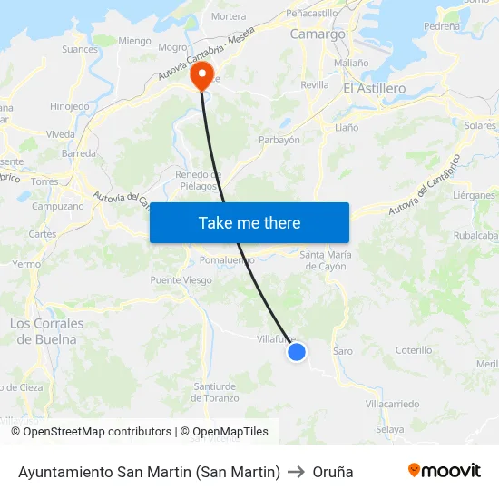 Ayuntamiento San Martin (San Martin) to Oruña map