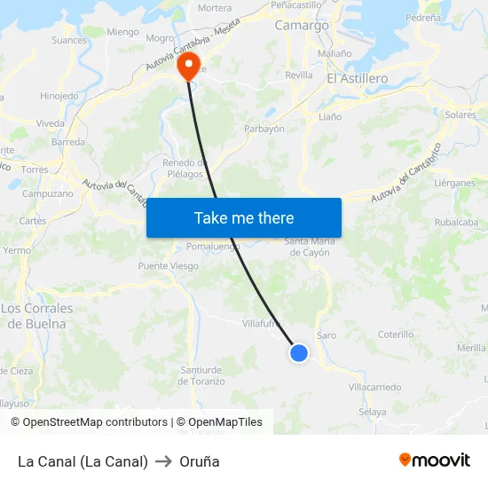 La Canal (La Canal) to Oruña map