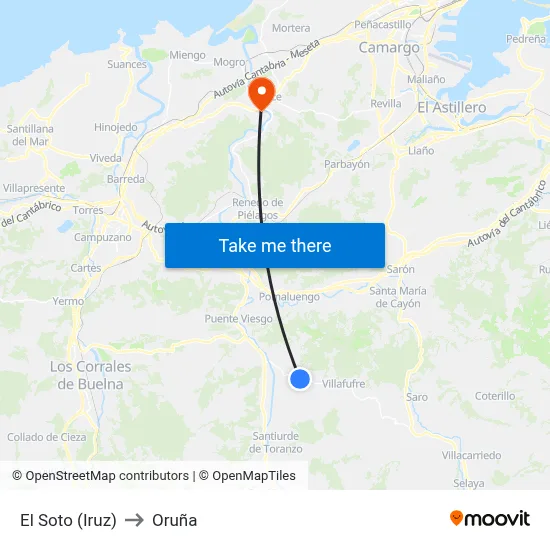 El Soto (Iruz) to Oruña map