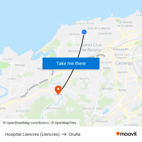 Hospital Liencres (Liencres) to Oruña map