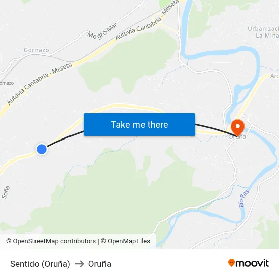 Sentido (Oruña) to Oruña map