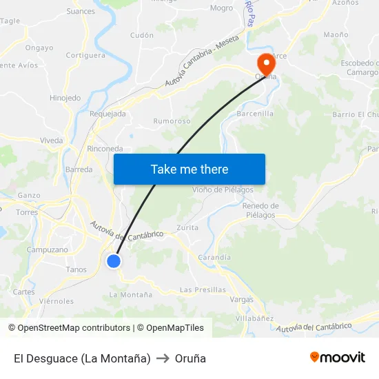 El Desguace (La Montaña) to Oruña map