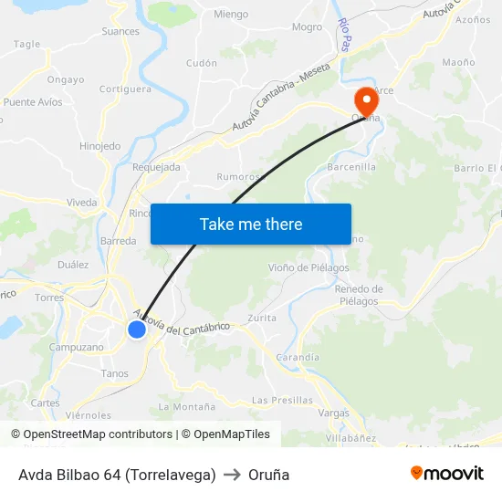 Avda Bilbao 64 (Torrelavega) to Oruña map