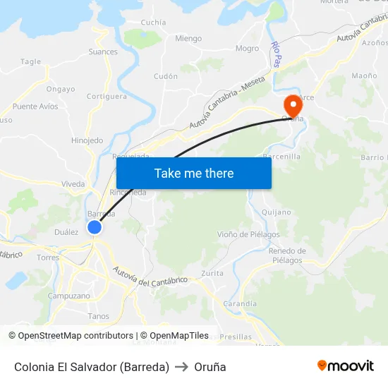 Colonia El Salvador (Barreda) to Oruña map