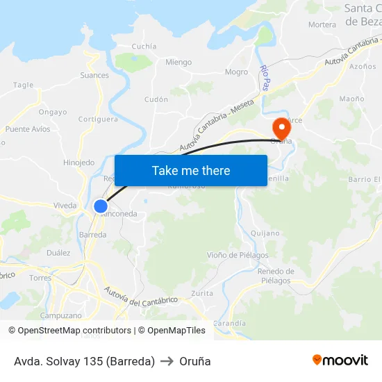 Avda. Solvay 135 (Barreda) to Oruña map
