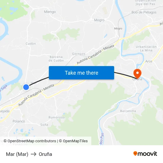 Mar (Mar) to Oruña map