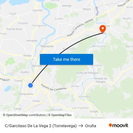 C/Garcilaso De La Vega 2 (Torrelavega) to Oruña map