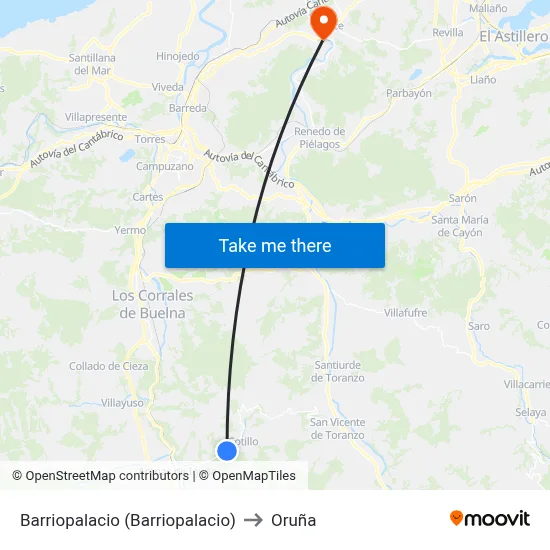Barriopalacio (Barriopalacio) to Oruña map