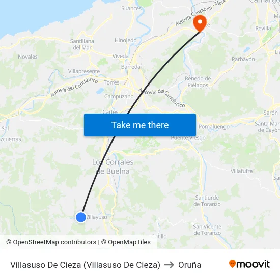 Villasuso De Cieza (Villasuso De Cieza) to Oruña map