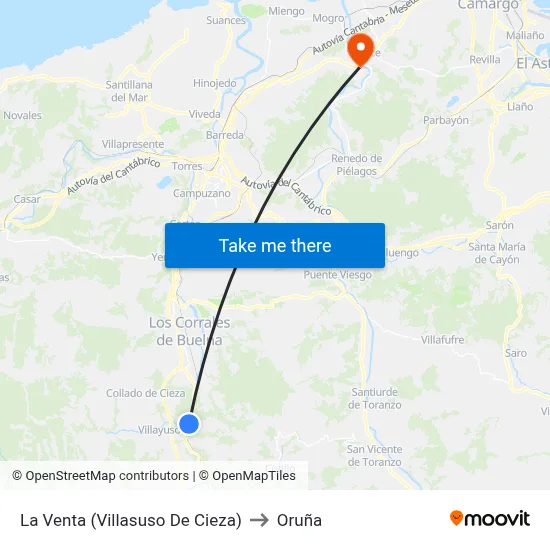 La Venta (Villasuso De Cieza) to Oruña map