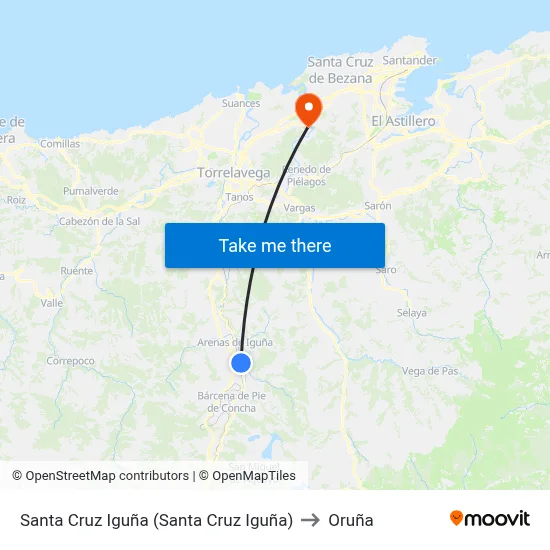 Santa Cruz Iguña (Santa Cruz Iguña) to Oruña map