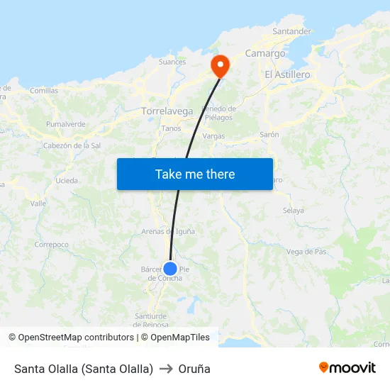 Santa Olalla (Santa Olalla) to Oruña map