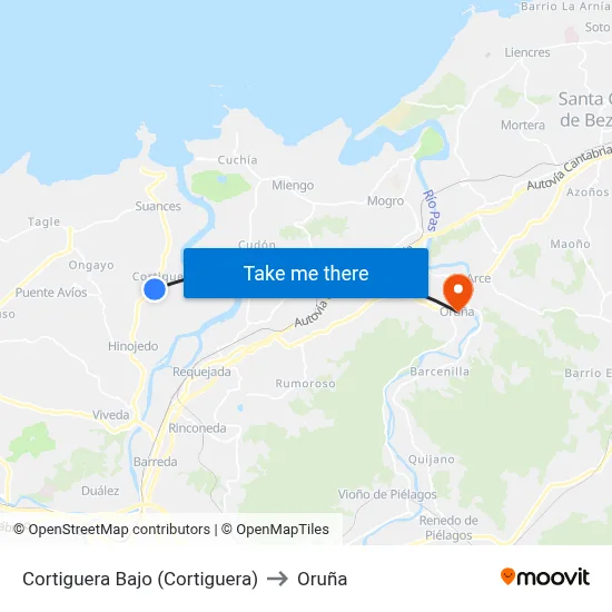 Cortiguera Bajo (Cortiguera) to Oruña map