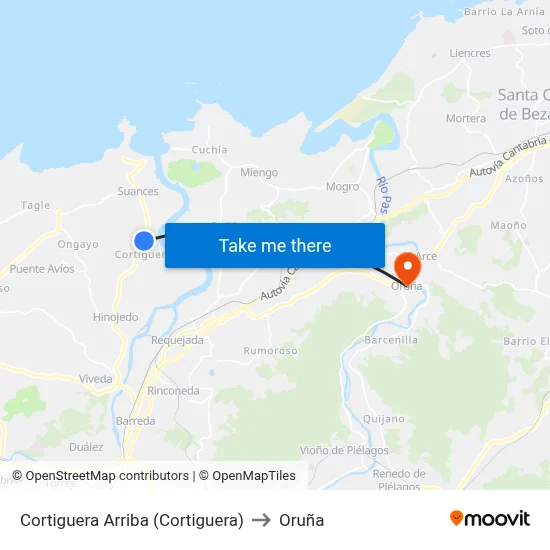 Cortiguera Arriba (Cortiguera) to Oruña map