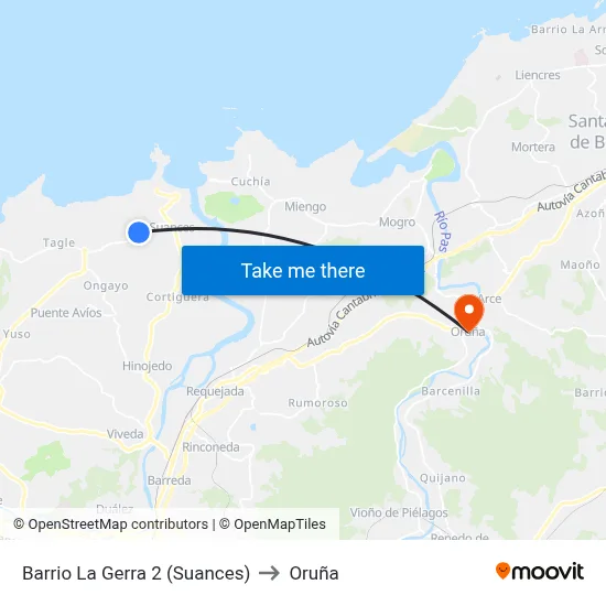 Barrio La Gerra 2 (Suances) to Oruña map