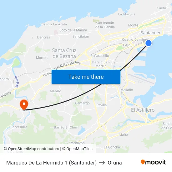Marques De La Hermida 1 (Santander) to Oruña map